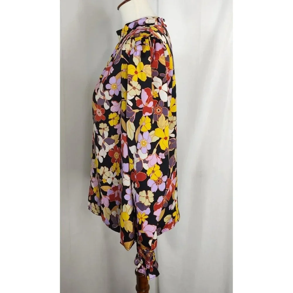 Who What Wear Top L Floral Long Sleeve High Neck Garden - Picture 6 of 8